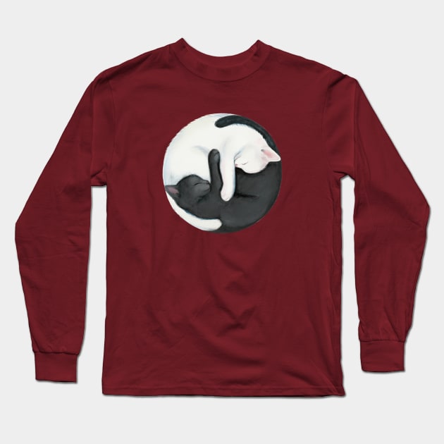 Yin Yang Balancing Cats Long Sleeve T-Shirt by stylecomfy